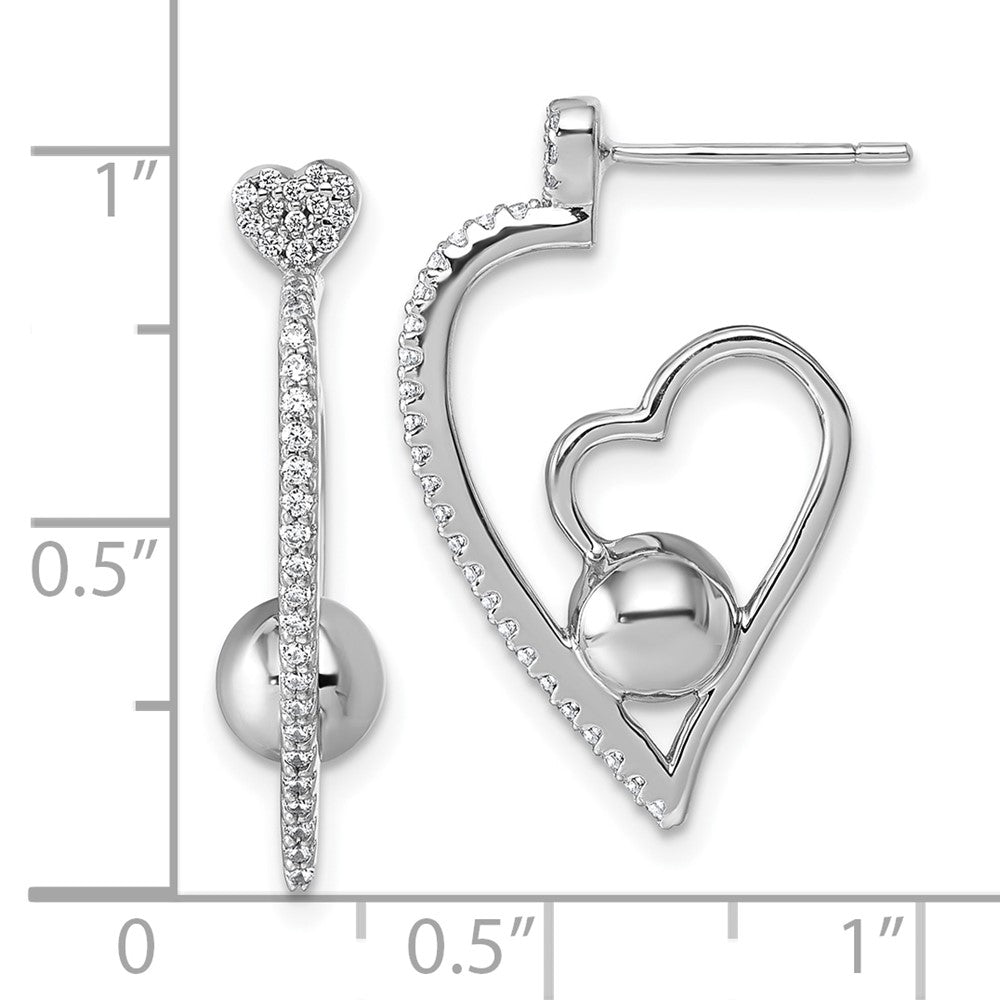 Sterlingsilber Rhodiniert Zirkonia Poliert Herz Ohrstecker