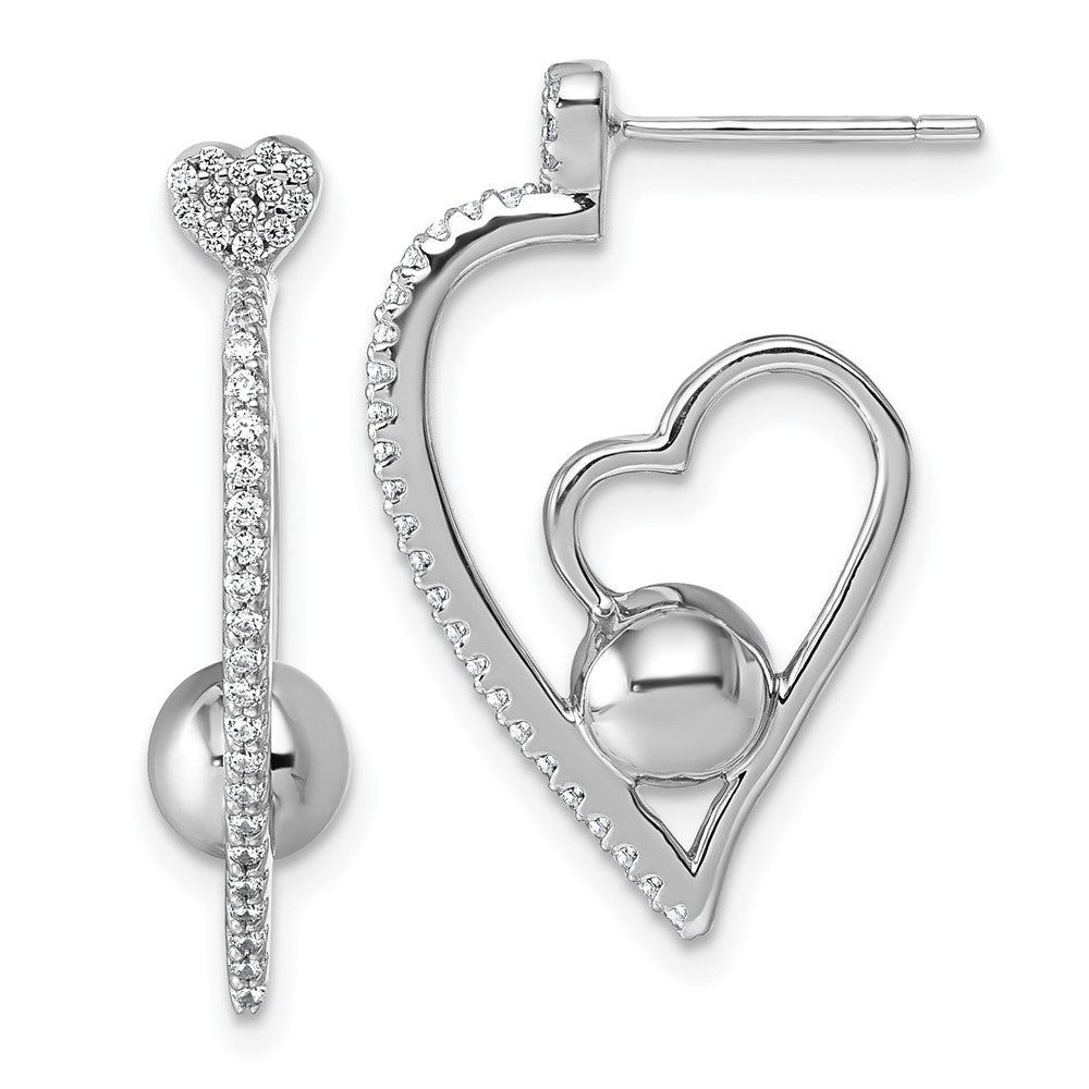 Sterlingsilber Rhodiniert Zirkonia Poliert Herz Ohrstecker