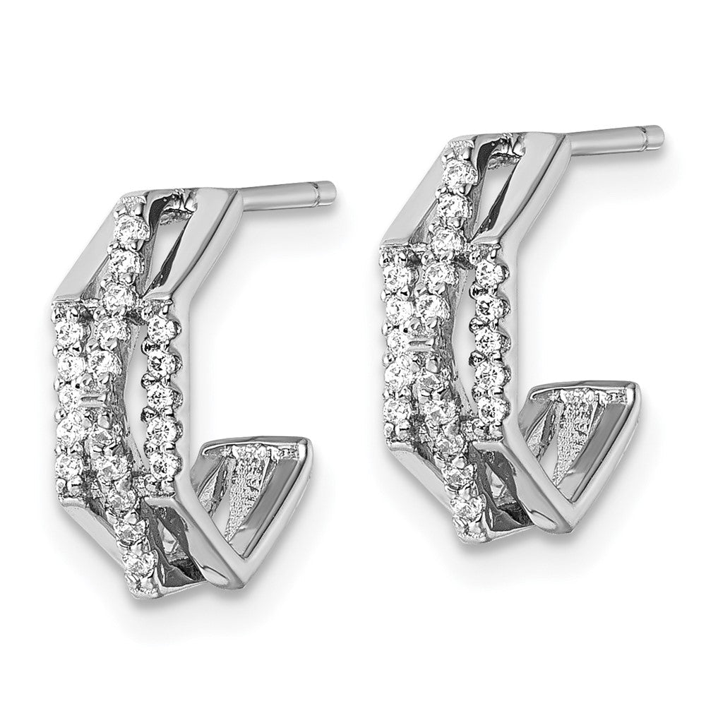 Sterlingsilber Rhodiniert Zirkonia Poliert Stecker J- Creolen