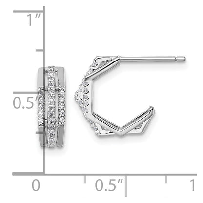 Sterlingsilber Rhodiniert Zirkonia Poliert Stecker J- Creolen
