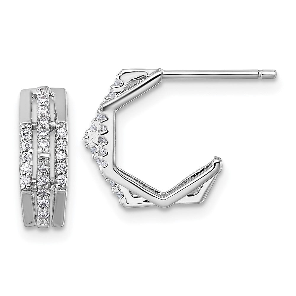 Sterlingsilber Rhodiniert Zirkonia Poliert Stecker J- Creolen