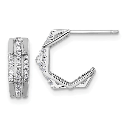 Sterlingsilber Rhodiniert Zirkonia Poliert Stecker J- Creolen
