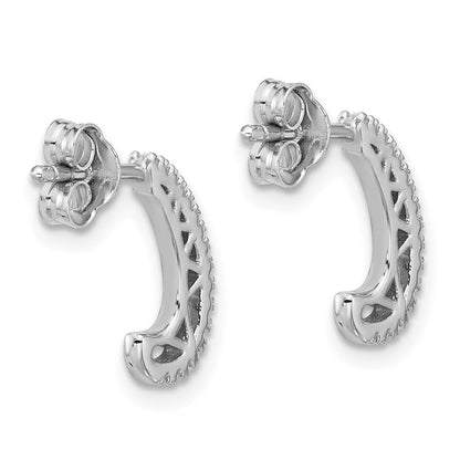 Sterlingsilber Rhodiniert Zirkonia J-hoop Ohrstecker