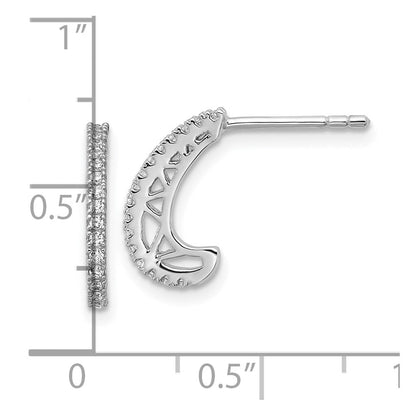 Sterlingsilber Rhodiniert Zirkonia J-hoop Ohrstecker