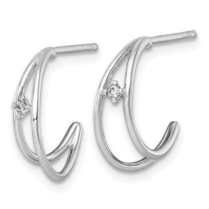 Sterlingsilber Rhodiniert Poliert Zirkonia Stecker C- Creolen