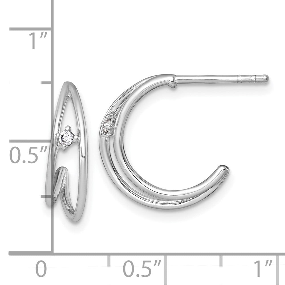 Sterlingsilber Rhodiniert Poliert Zirkonia Stecker C- Creolen