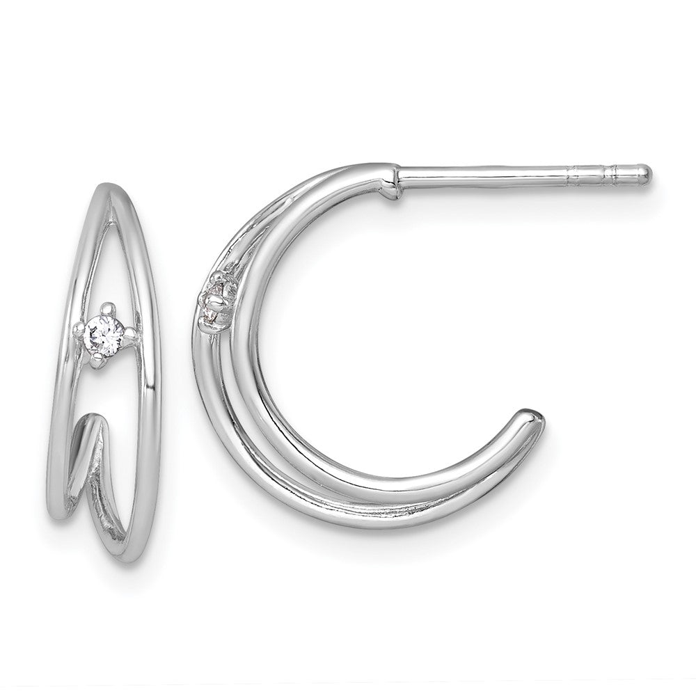 Sterlingsilber Rhodiniert Poliert Zirkonia Stecker C- Creolen