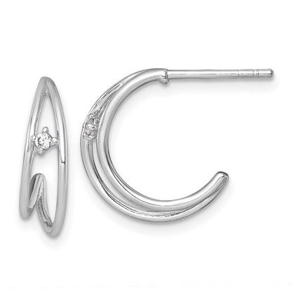 Sterlingsilber Rhodiniert Poliert Zirkonia Stecker C- Creolen