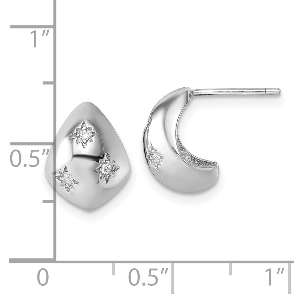 Sterlingsilber Rhodiniert Zirkonia Poliert Stern Stecker J- Creolen