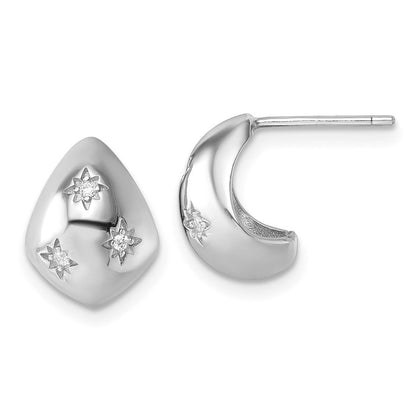 Sterlingsilber Rhodiniert Zirkonia Poliert Stern Stecker J- Creolen