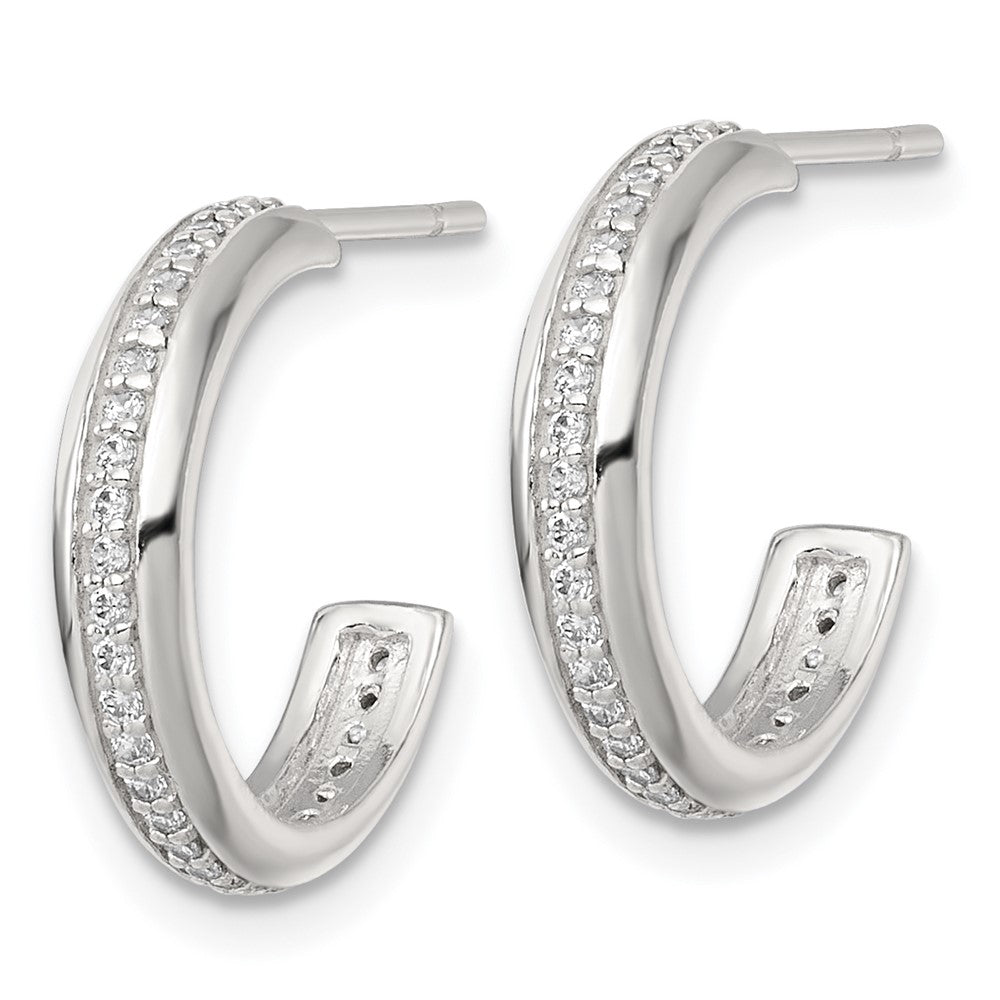 Sterlingsilber Poliert 16x3.5mm Zirkonia Stecker C- Creolen