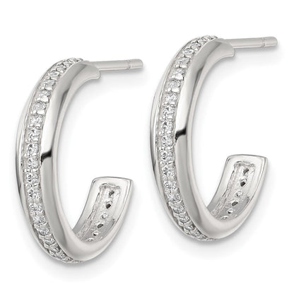 Sterlingsilber Poliert 16x3.5mm Zirkonia Stecker C- Creolen