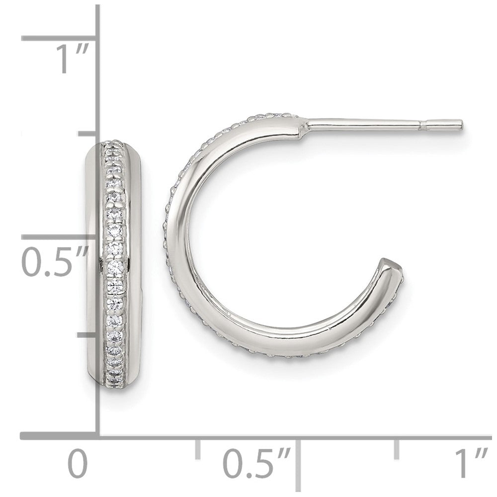 Sterlingsilber Poliert 16x3.5mm Zirkonia Stecker C- Creolen