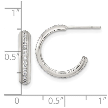 Sterlingsilber Poliert 16x3.5mm Zirkonia Stecker C- Creolen