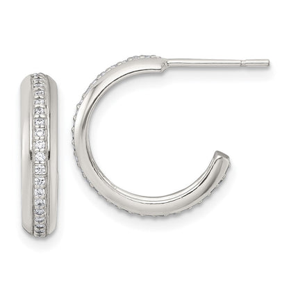 Sterlingsilber Poliert 16x3.5mm Zirkonia Stecker C- Creolen