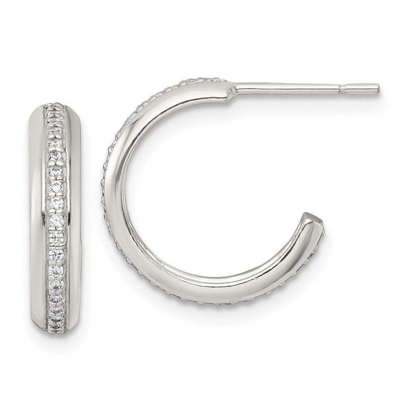 Sterlingsilber Poliert 16x3.5mm Zirkonia Stecker C- Creolen