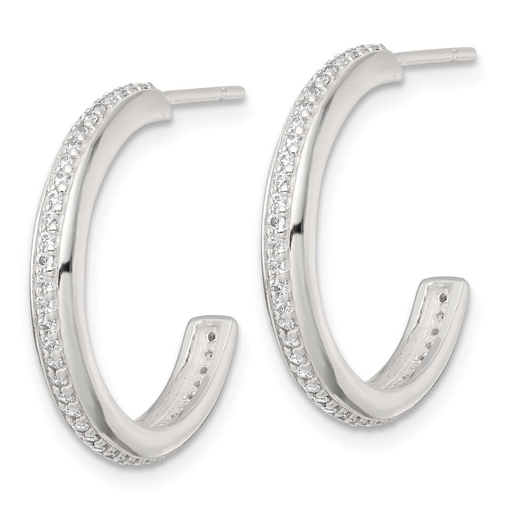 Sterlingsilber Poliert 21.5x3.5mm Zirkonia Stecker C- Creolen