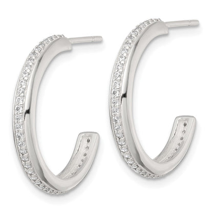 Sterlingsilber Poliert 21.5x3.5mm Zirkonia Stecker C- Creolen
