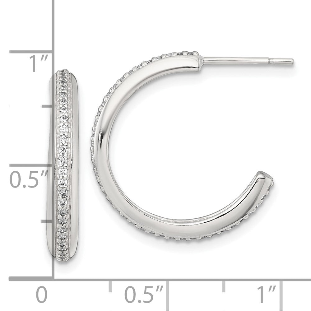 Sterlingsilber Poliert 21.5x3.5mm Zirkonia Stecker C- Creolen