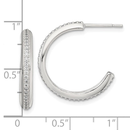 Sterlingsilber Poliert 21.5x3.5mm Zirkonia Stecker C- Creolen