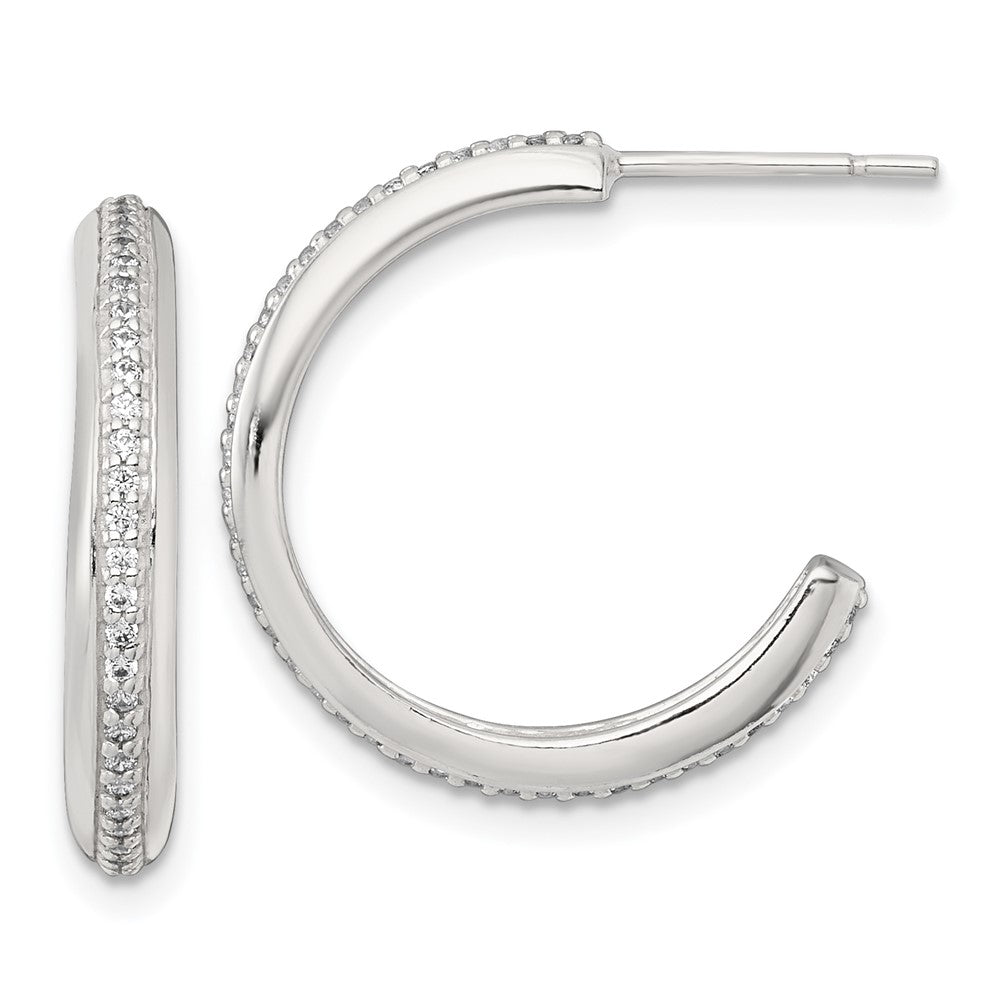 Sterlingsilber Poliert 21.5x3.5mm Zirkonia Stecker C- Creolen