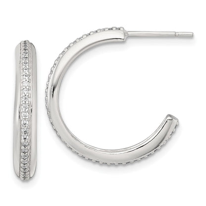 Sterlingsilber Poliert 21.5x3.5mm Zirkonia Stecker C- Creolen