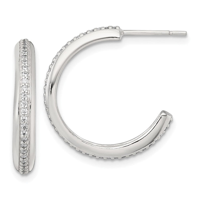 Sterlingsilber Poliert 21.5x3.5mm Zirkonia Stecker C- Creolen