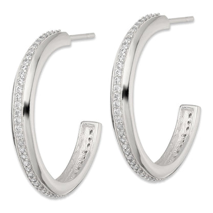 Sterlingsilber Poliert 26.5x3.5mm Zirkonia Stecker C- Creolen
