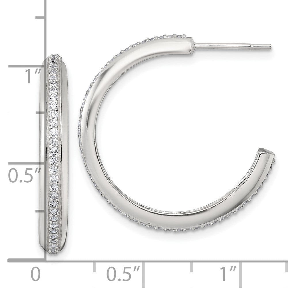 Sterlingsilber Poliert 26.5x3.5mm Zirkonia Stecker C- Creolen