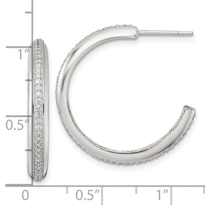 Sterlingsilber Poliert 26.5x3.5mm Zirkonia Stecker C- Creolen