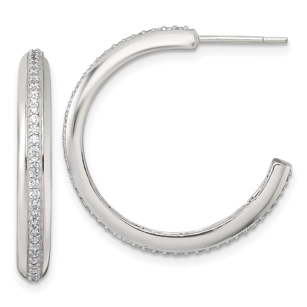 Sterlingsilber Poliert 26.5x3.5mm Zirkonia Stecker C- Creolen
