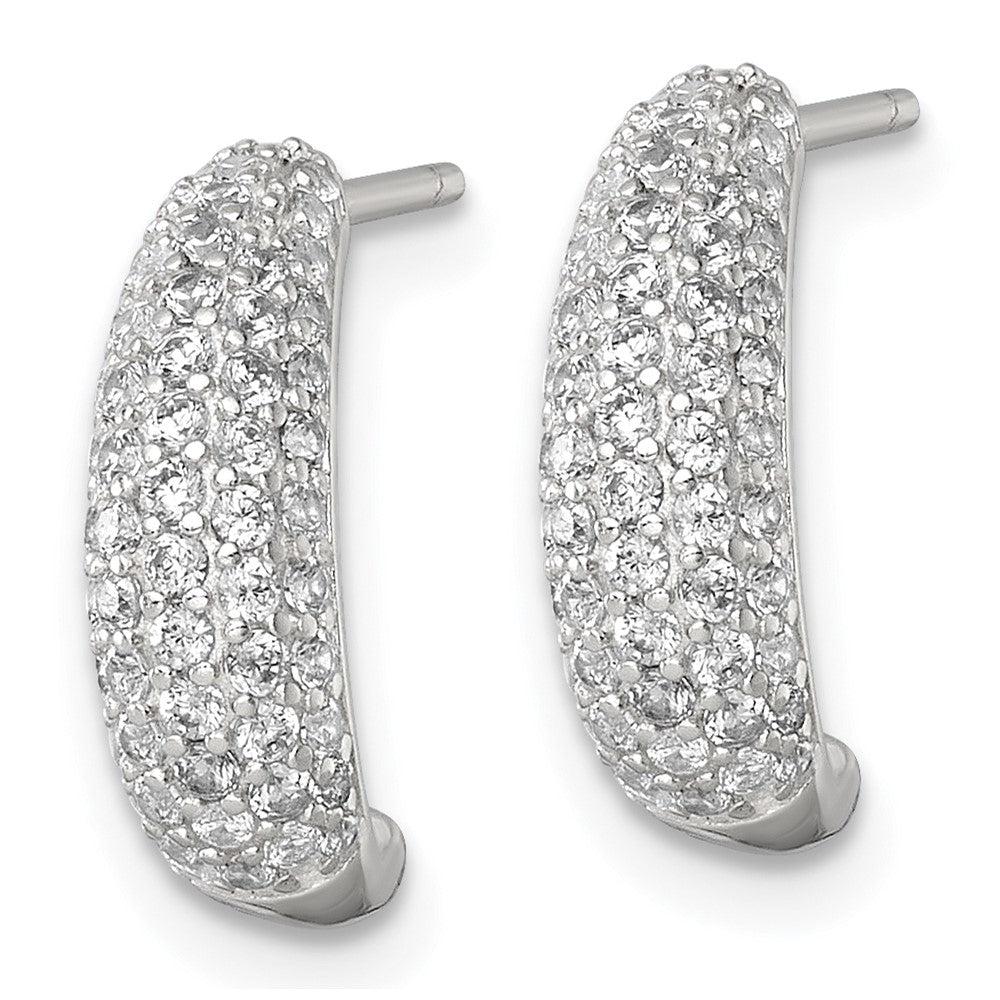 Sterlingsilber Poliert Pavé Zirkonia Stecker J- Creolen
