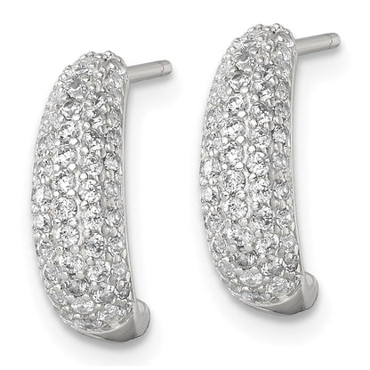 Sterlingsilber Poliert Pavé Zirkonia Stecker J- Creolen