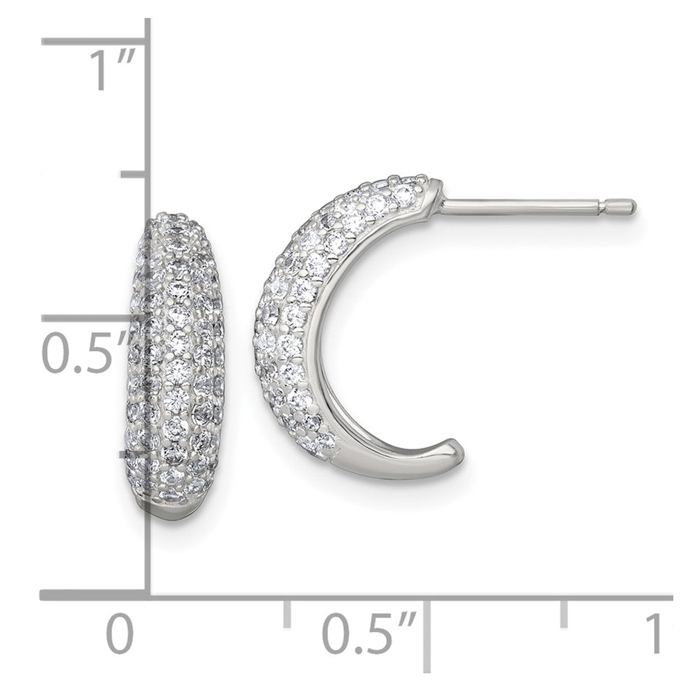 Sterlingsilber Poliert Pavé Zirkonia Stecker J- Creolen