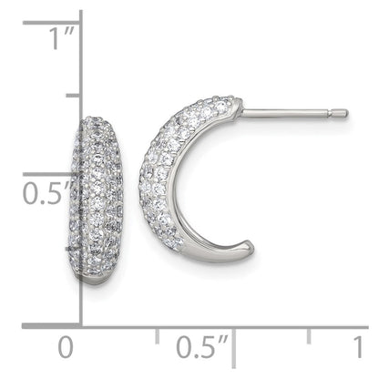 Sterlingsilber Poliert Pavé Zirkonia Stecker J- Creolen