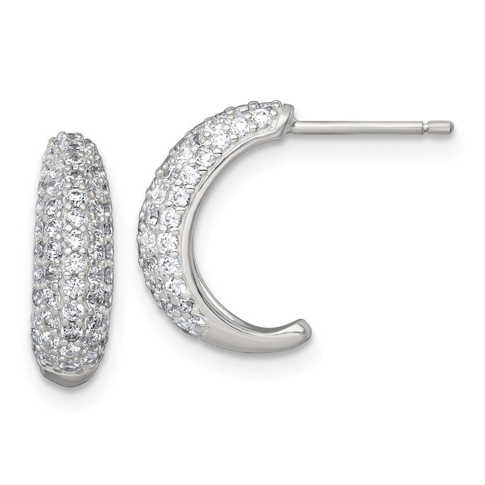 Sterlingsilber Poliert Pavé Zirkonia Stecker J- Creolen