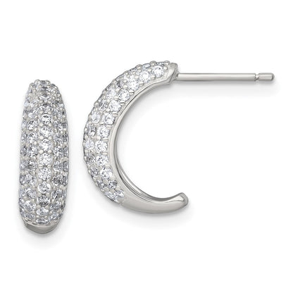 Sterlingsilber Poliert Pavé Zirkonia Stecker J- Creolen