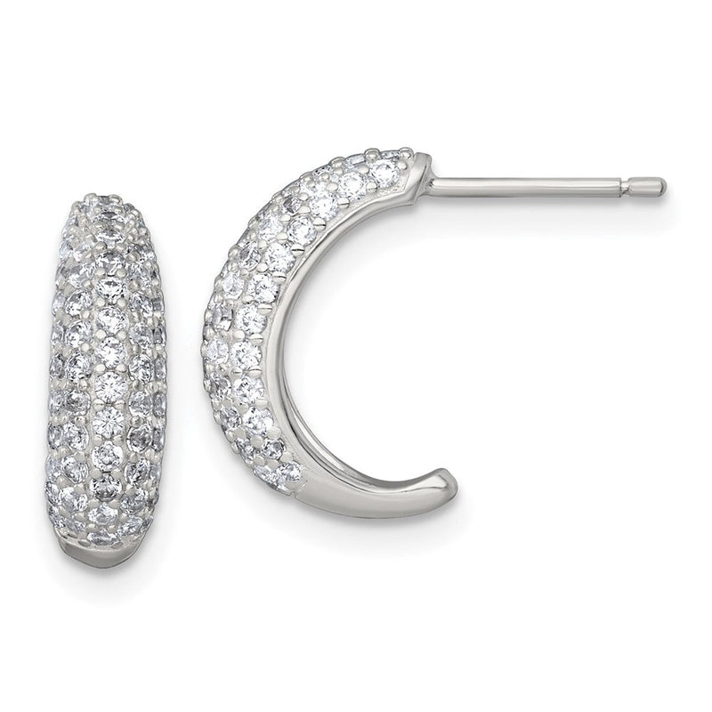 Sterlingsilber Poliert Pavé Zirkonia Stecker J- Creolen