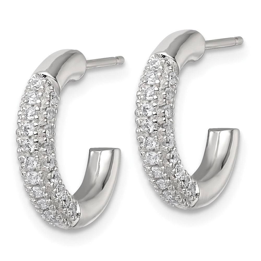 Sterlingsilber Poliert Pavé Zirkonia Stecker C- Creolen