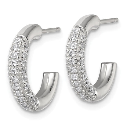 Sterlingsilber Poliert Pavé Zirkonia Stecker C- Creolen