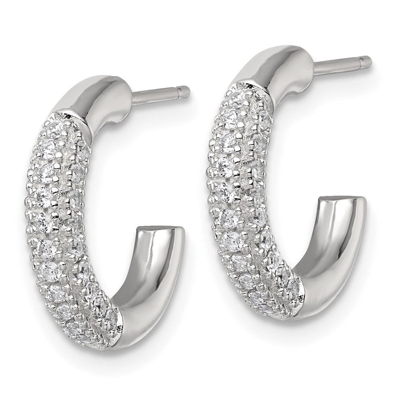 Sterlingsilber Poliert Pavé Zirkonia Stecker C- Creolen