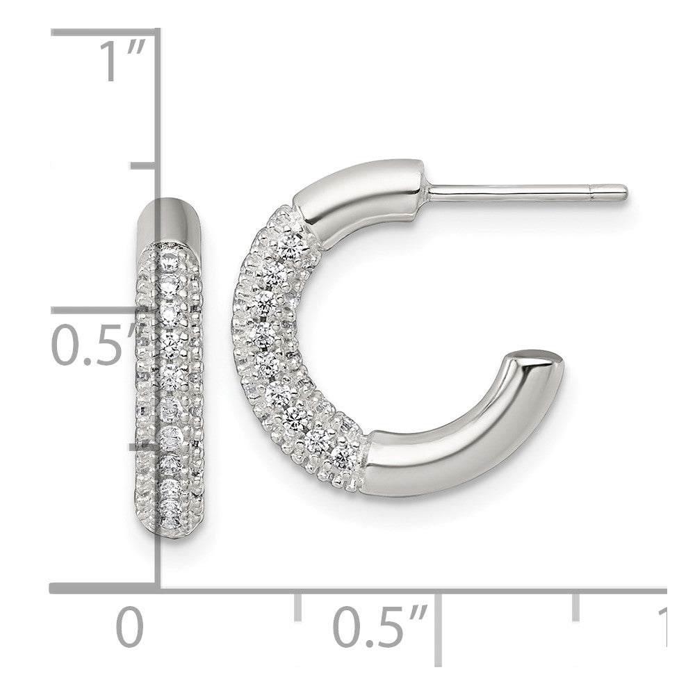 Sterlingsilber Poliert Pavé Zirkonia Stecker C- Creolen
