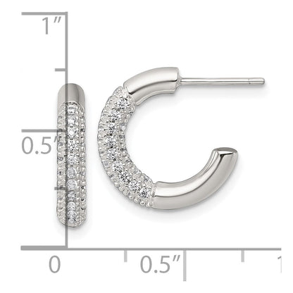 Sterlingsilber Poliert Pavé Zirkonia Stecker C- Creolen