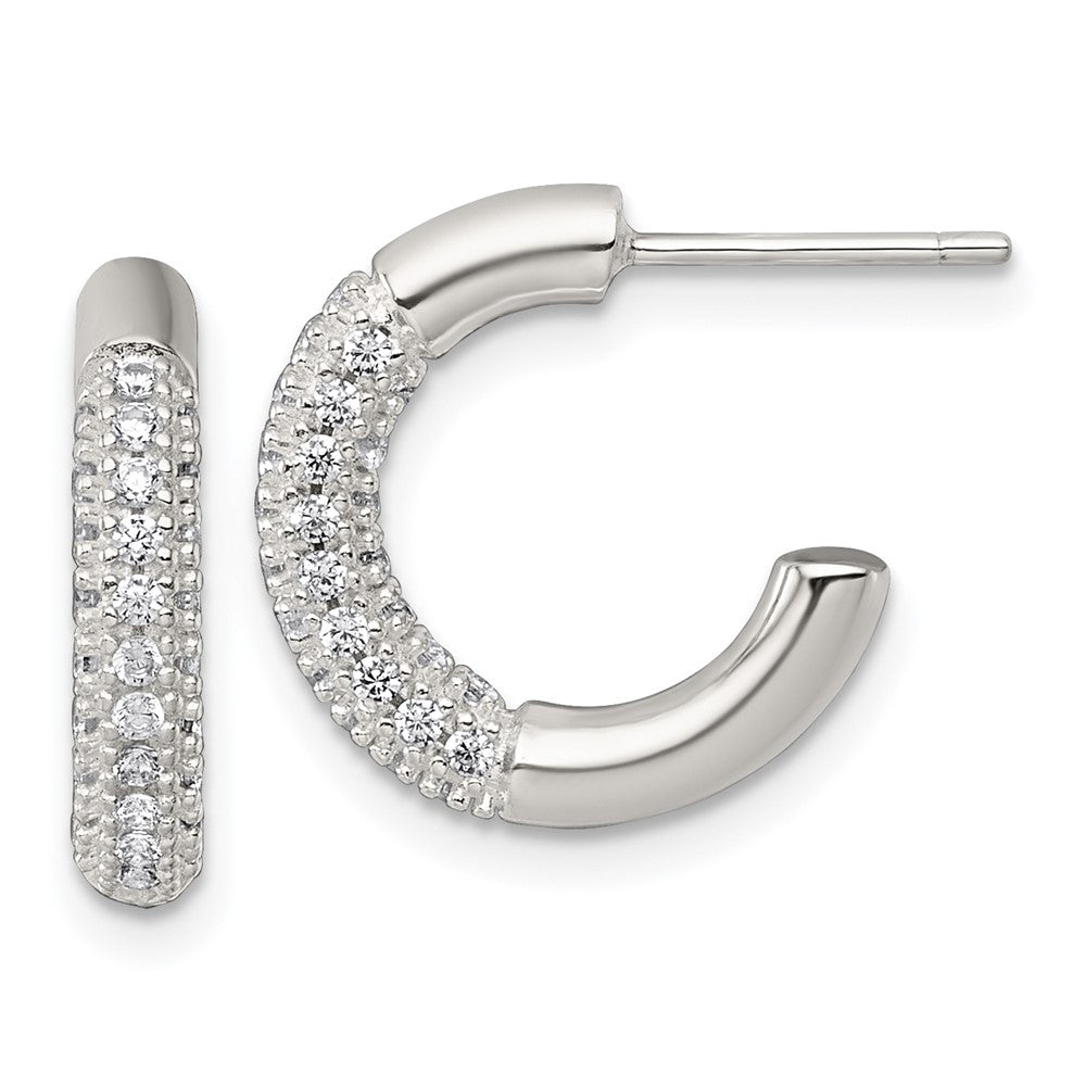 Sterlingsilber Poliert Pavé Zirkonia Stecker C- Creolen