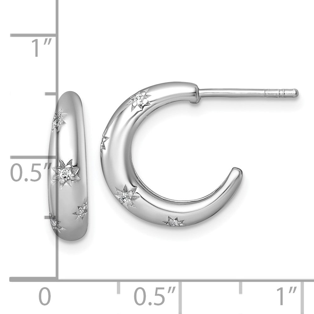 Sterlingsilber Rhodiniert Poliert Zirkonia Sterne Stecker C- Creolen