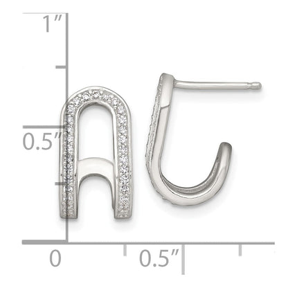 Sterlingsilber Poliert Zirkonia Gebogen Stecker J- Creolen