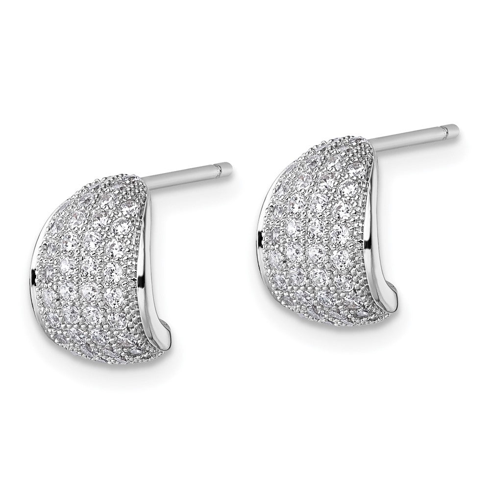 Sterlingsilber Rhodiniert Zirkonia Pavé Stecker J- Creolen