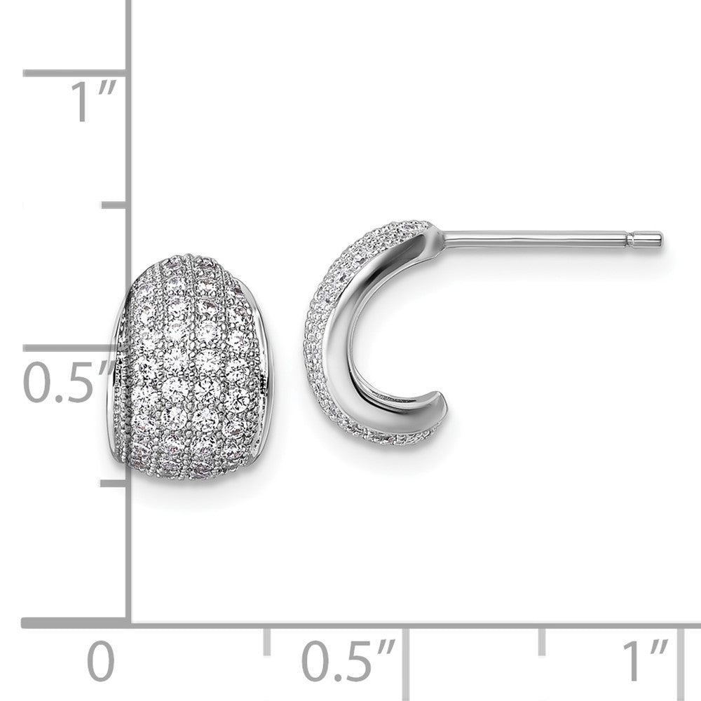 Sterlingsilber Rhodiniert Zirkonia Pavé Stecker J- Creolen