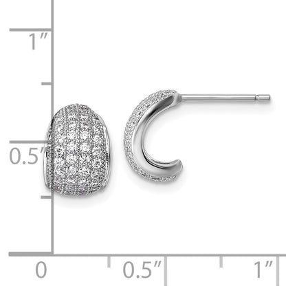 Sterlingsilber Rhodiniert Zirkonia Pavé Stecker J- Creolen