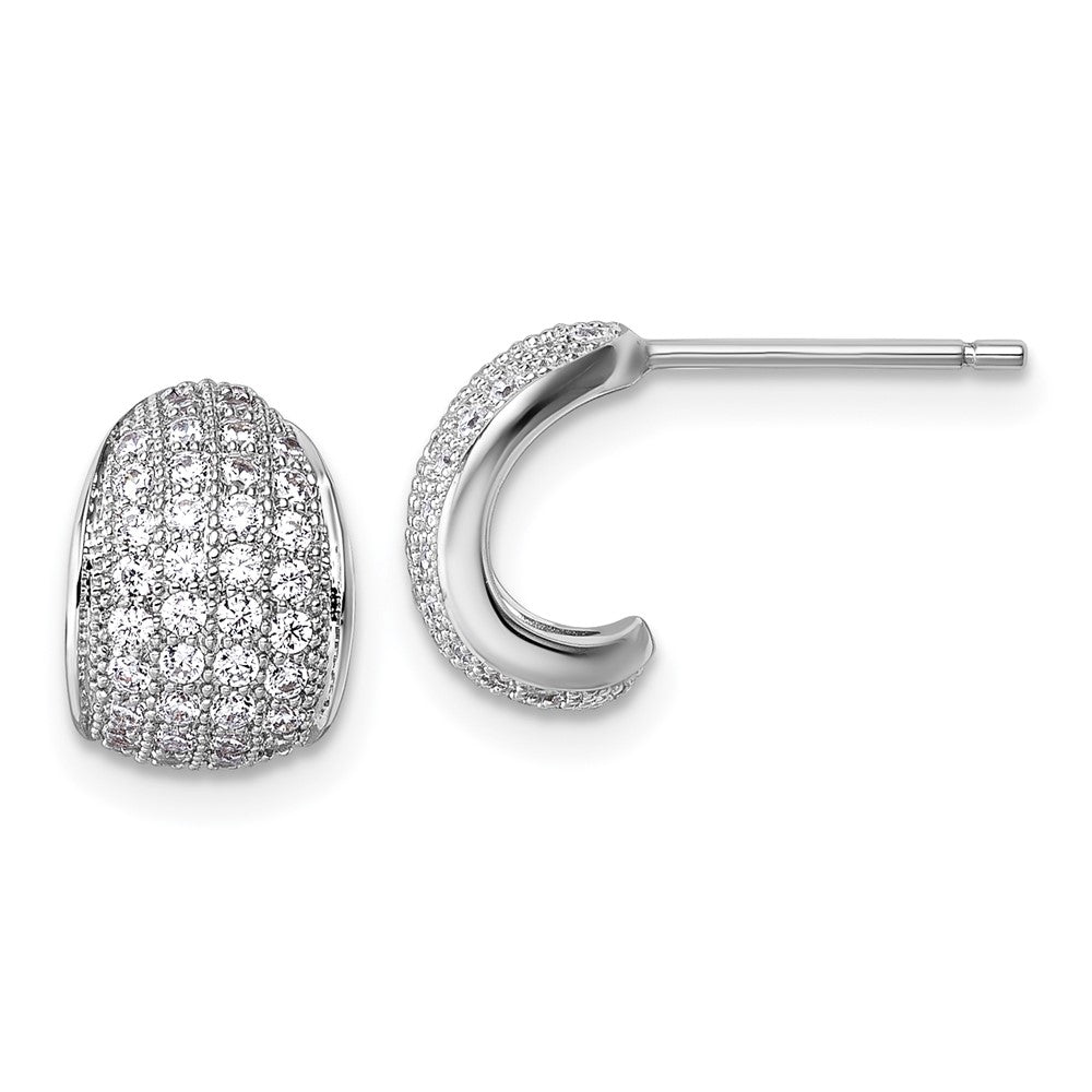 Sterlingsilber Rhodiniert Zirkonia Pavé Stecker J- Creolen